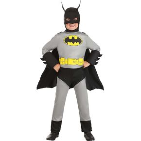 Classic Batman Costume for Kids, Black Superhero Suit, Cape, Mask & Foam Muscles for Movie Hero Cosplay Dress-Up