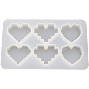 Crystal Epoxy UV Resin Mold Pixel Love Heart Shape High Mirror DIY Handmade Pendant Silicone Molds resin mold kit