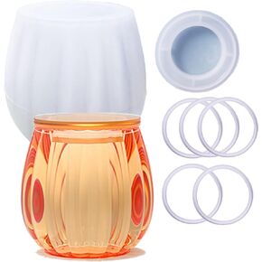 Sealed Storage Box Silicone Resin Mold with 1 lid and 5 Rings Vase Pen Holder Bottle Jar Stripe Shaped Epoxy Silicone Casting Molds for Jewelry Ornaments Trinket Container Cup, 3D DIY Making Crafts