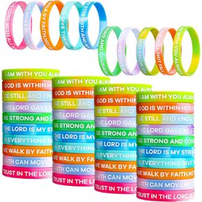 Dingion 100 Pack Bible Verses Bracelets Christian Gifts for Women Religious Silicone Bracelets Rubber Jesus Wristbands Men Scripture Faith Wristbands Inspirational Motivational Gifts