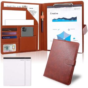 Padfolio Clipboard Folder Portfolio Notepad Organizer, Sbrinnaliao PU Leather Storage Clipboard with Cover for Legal Pad Portfolio A4 Writing Pad for Business School Conference Notepad Clip Board