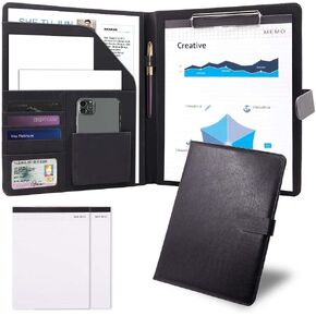 Padfolio Clipboard Folder Portfolio Notepad Organizer، Sbrinnaliao PU حافظة تخزين جلدية مع غطاء لمحفظة الوسادة القانونية A4 لوحة كتابة لمؤتمرات الأعمال ومدرسة الأعمال ولوحة مشبك المفكرة