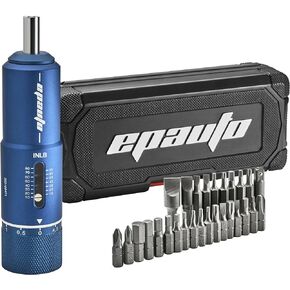 EPAuto FAT Torque Screwdriver Wrench for Gunsmithing | Bicycle Mechanics,10 to 80 inch-pound, 28 Bits Set, Red