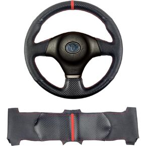 Hand-Stitched Matte Carbon Fiber Steering Wheel Wrap for Toyota Rav4 1998-2003/ Corolla 2003-2008/ Lexus IS200 300 1999-2005/ Supra 1996-2002 Interior Steering Wheel Protection Skin Cover