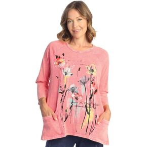 Jess & Jane Women's Sierra Mineral Washed Patch Pocket Cotton Tunic, Coral