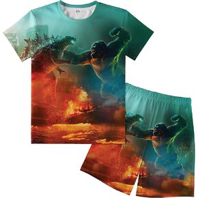 طقم شورتات فيلم Monster Shirt تي شيرت عصري بأكمام قصيرة مناسب للأولاد والبنات in Kuwait
