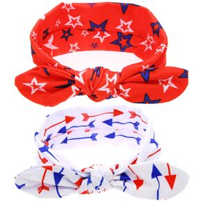 BinaryABC 4th of July Baby Headband,Flower America Flag Headband,independence Day Headwear Hairband,2Pcs