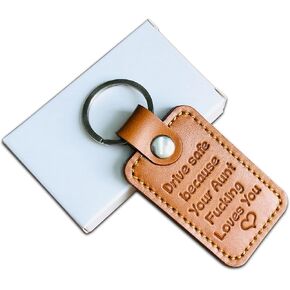 Drive Safe Keychain Gifts for Nephew Niece from Aunt I Love You Handmade Leather Key chain Funny Gifts Drive Safe Because Your Aunt Loves You Keyring Gift From Auntie