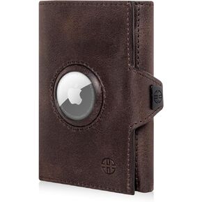 TRUSADOR Unisex Toscana AirTag Holder Leather Wallets (AirTag & Coin Holder, Brown)