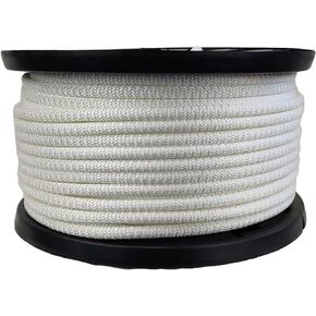 3/8 inch White Dacron Polyester Rope - 250 Foot Spool | Solid Braid - Industrial Grade - High UV and Abrasion Resistance - Low Stretch