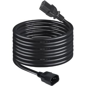 C13 to C14 Power Cord, 10FT/3M IEC C14 Male to IEC C13 Female Power Extension Cable, for PDU UPS Computer Indoor 3 Prong Short AC Extension Cord 10A 125V