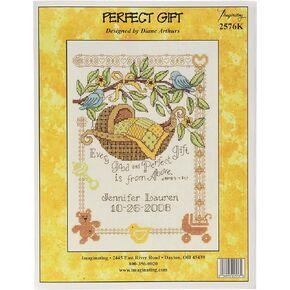 M&R Technologies Birth Record Cross 7.5"X10" 14 Count Stitch Kit