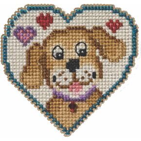 Mill Hill Puppy Love Beaded Counted Cross Stitch Ornament Kit 2023 Spring Bouquet MH182315