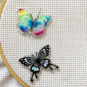 Butterfly Needle Minders for Cross Stitch Set of 2 Magnetic Needle Holder Rainbow Black Color Magnet Needle Keeper Embroidery Needlework Accessories