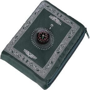 Travel Prayer Mat, 60cm*100cm Praying Rug, Portable Polyester Prayer Rug with Compass, Islamic Waterproof Prayer Mat, Muslim Prayer Mat, for Ramadan Gifts, Islamic Prayer (Green)