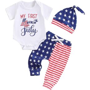 My First 4th of July Baby Boy Outfit Newborn 1st 4th Romper Stars and Stripes Pants Fourth of July Clothes
