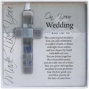 The Grandparent Gift Co. On Your Wedding, Made Like You Gray Boxed Poem Mosaic Glass Cross Ornament