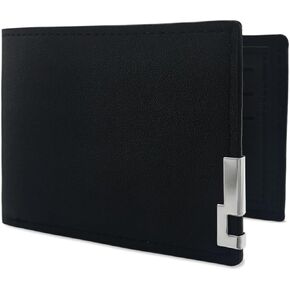 Men’s Wallet, Bifold Pocket Wallet with ID Window, Slim Leather Wallets For Men UK, Flip Wallet (Black)