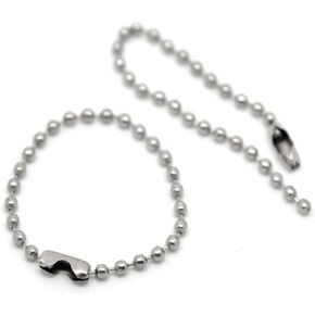 100pcs 10cm Silver Tone Connector Clasp Ball Chains Keychain Tag (3 7/8")