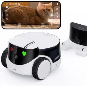 Enabot EBO ROLA PetPal 2.5K Camera Robot: Movable WiFi QHD Cam, Indoor Smart Home Security, Night Vision, 2-Way Audio, Remote App Control, Photo, Video for Cat/Dog/Family (w/Storage Module)