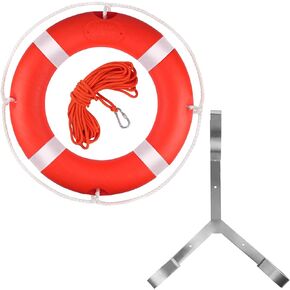 BALAVA Life Ring, Boat Safety Throw Rings,Ring Buoy with Reflective Tape & Grab Lines,Orange Life Ring for Boats,Include Water Floating Life Saving Rope