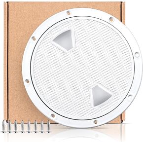 smartmarine Boat Hatch White 4" 6" 8" Round Non Slip Inspection Hatch w/Detachable Cover for Marine Boat Yacht Truck RV