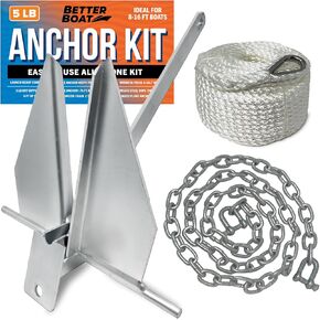 Heavy Boat Anchor Kit Fluke Anchor with Anchor Chain and Boat Anchor Rope Set for Including Boat Anchors for Different Size Boats Pontoon, Deck, Fishing, and Sail