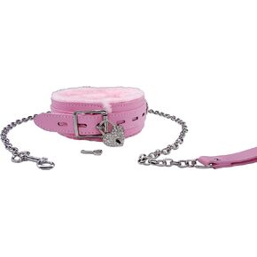 AWISZZZ Pets Dog and Cat Gothic Leather Collar Tie Long Lead Chain Strong Durable with Love Lock and Collar Necklace Neck Size Adjustable Collar for Women Pets - Purple