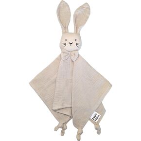 Mylo & Luna - Baby Security Blanket/Baby Lovey | Breathable and Soft Organic Cotton Muslin | Gender Neutral | Cuddle Bunny (Sand Color)