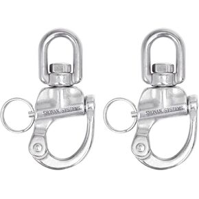 SHONAN Swivel Eye Snap Shackle, Marine Sailboat Shackles, 2 Pack Stainless Steel Swivel Shackles for SCBA Mask Quick Release, Sailing Rigging for Spinnaker Halyard