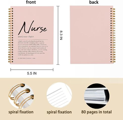 Tizzer Nurse Definition Teal Green Lined Hardcover College Ruled Spiral Notebook Journal for Work Notes Journaling 5.5×8.3 Inch,Nurse Appreciation Gifts,Nursing Student Graduation Gifts (Pink) in Saudi Arabia