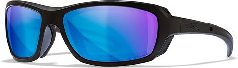 نظارات شمسية Wiley X WX Wave نظارات أمان للرجال مقاومة للكسر وحماية العين من الأشعة فوق البنفسجية لركوب الخيل وفي الهواء الطلق، عدسات زرقاء مستقطبة بإطارات سوداء لامعة in Kuwait