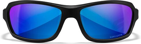 نظارات شمسية Wiley X WX Wave نظارات أمان للرجال مقاومة للكسر وحماية العين من الأشعة فوق البنفسجية لركوب الخيل وفي الهواء الطلق، عدسات زرقاء مستقطبة بإطارات سوداء لامعة in Kuwait