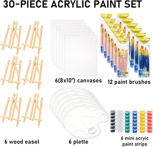 Professional Painting Set with Easels,84 Pcs Acrylic Paint Set Includes Wood Easels, Painting Canvas,Plastic Palettes and Nylon Hair Brushes,Painting Supplies Kit for Kids Adults Students Artists in Kuwait