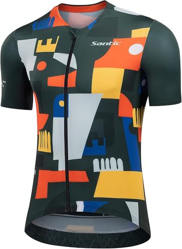 Santic Men's Cycling Jersey Short Sleeve Tops Pro Road Bike Shirt Full Zipper UPF 50+ MTB Jersey with Pockets in Saudi Arabia