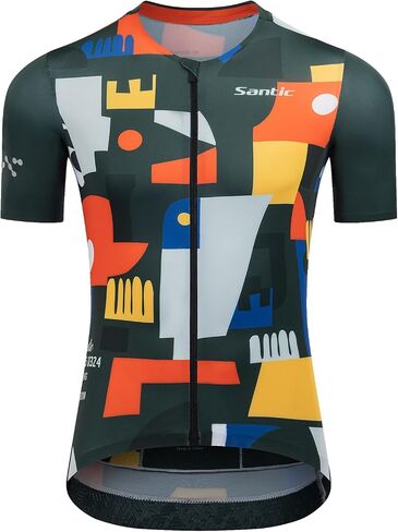 Santic Men's Cycling Jersey Short Sleeve Tops Pro Road Bike Shirt Full Zipper UPF 50+ MTB Jersey with Pockets in Saudi Arabia