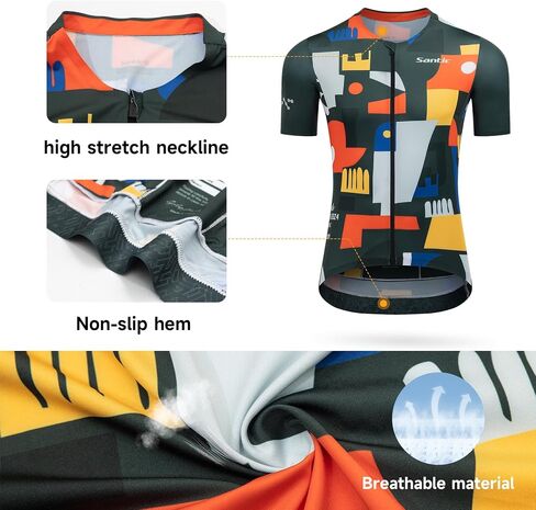 Santic Men's Cycling Jersey Short Sleeve Tops Pro Road Bike Shirt Full Zipper UPF 50+ MTB Jersey with Pockets in Saudi Arabia
