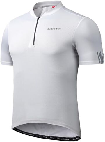 Santic Men's Cycling Jersey Short Sleeve Tops Pro Road Bike Shirt Full Zipper UPF 50+ MTB Jersey with Pockets in Saudi Arabia