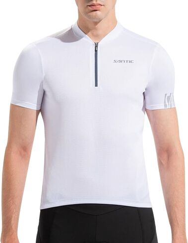 Santic Men's Cycling Jersey Short Sleeve Tops Pro Road Bike Shirt Full Zipper UPF 50+ MTB Jersey with Pockets in Saudi Arabia