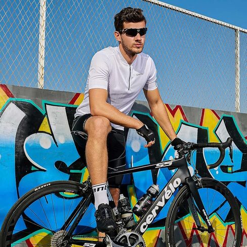 Santic Men's Cycling Jersey Short Sleeve Tops Pro Road Bike Shirt Full Zipper UPF 50+ MTB Jersey with Pockets in Saudi Arabia