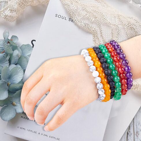 FORBY 12PCS 8mm Crystal Bracelet Bulk & Healing Crystal Bracelets Set Semi Precious Gemstones Round Beads Reiki Chakra Energy Elastic Stretch for Women Men Gifts Meditation in Saudi Arabia