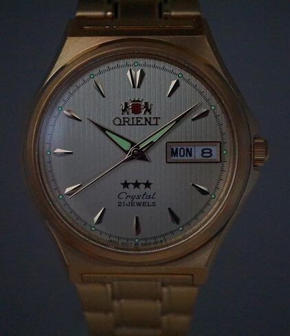 ساعة أورينت FAB02002C للرجال 3 نجوم قياسية ذهبية اللون بمينا ذهبي أوتوماتيكية in Kuwait