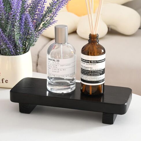 Wood Pedestal Soap Stand,Wood Riser stand for home decor / Decorative Wood Riser For Your Kitchen or Bathroom Farmhouse Decor (black) in Saudi Arabia