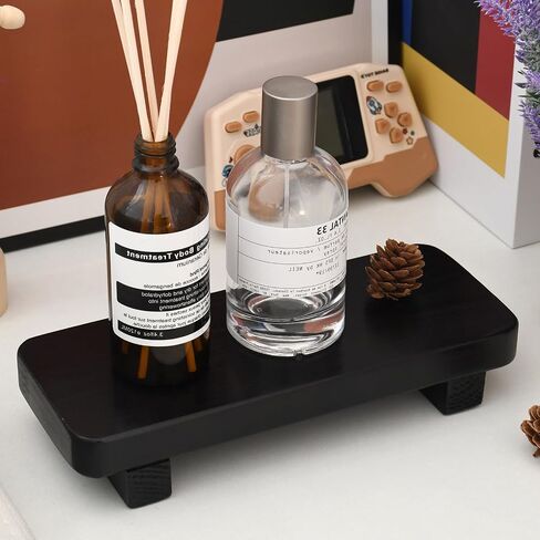 Wood Pedestal Soap Stand,Wood Riser stand for home decor / Decorative Wood Riser For Your Kitchen or Bathroom Farmhouse Decor (black) in Saudi Arabia