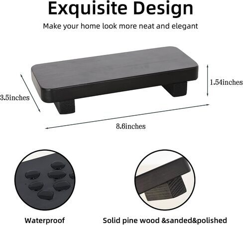 Wood Pedestal Soap Stand,Wood Riser stand for home decor / Decorative Wood Riser For Your Kitchen or Bathroom Farmhouse Decor (black) in Saudi Arabia