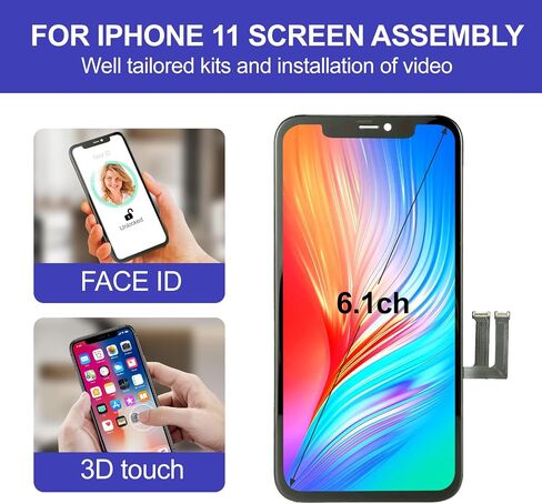for iPhone 11 Screen Replacement Kit Full Assembly, iPhone 11 Replacement LCD Display Digitizer Screen with 3D Touch Digitizer and Repair Tools Kit for 6.1 inch iphone11 digitizer in Saudi Arabia