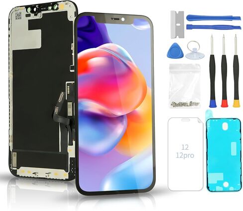مجموعة استبدال شاشة iPhone 12/12PRO مجموعة كاملة، شاشة LCD بديلة لهاتف iPhone 12/12PRO مع محول رقمي يعمل باللمس ثلاثي الأبعاد ومجموعة أدوات إصلاح لـ 6.1 بوصة in Saudi Arabia