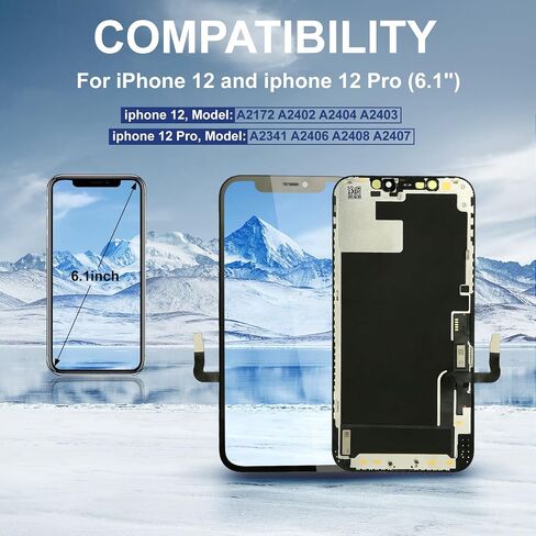 مجموعة استبدال شاشة iPhone 12/12PRO مجموعة كاملة، شاشة LCD بديلة لهاتف iPhone 12/12PRO مع محول رقمي يعمل باللمس ثلاثي الأبعاد ومجموعة أدوات إصلاح لـ 6.1 بوصة in Saudi Arabia