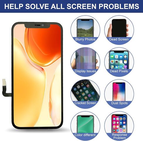 مجموعة استبدال شاشة iPhone 12/12PRO مجموعة كاملة، شاشة LCD بديلة لهاتف iPhone 12/12PRO مع محول رقمي يعمل باللمس ثلاثي الأبعاد ومجموعة أدوات إصلاح لـ 6.1 بوصة in Saudi Arabia
