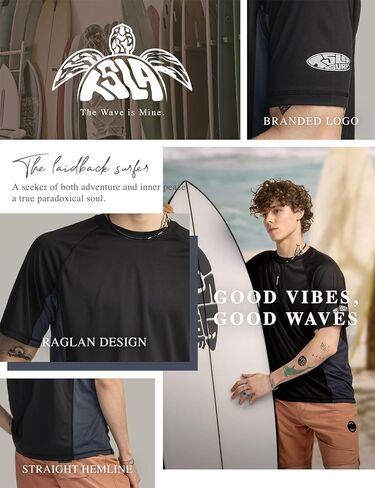 قمصان سباحة Rashguard للرجال من TSLA، حماية من الأشعة فوق البنفسجية 50+ سريعة الجفاف، ملاءمة مريحة قابلة للتمدد، درزات مسطحة، الرياضات الخارجية والمائية، تدفق أسود وفحمي، مقاس XX-Large in Kuwait